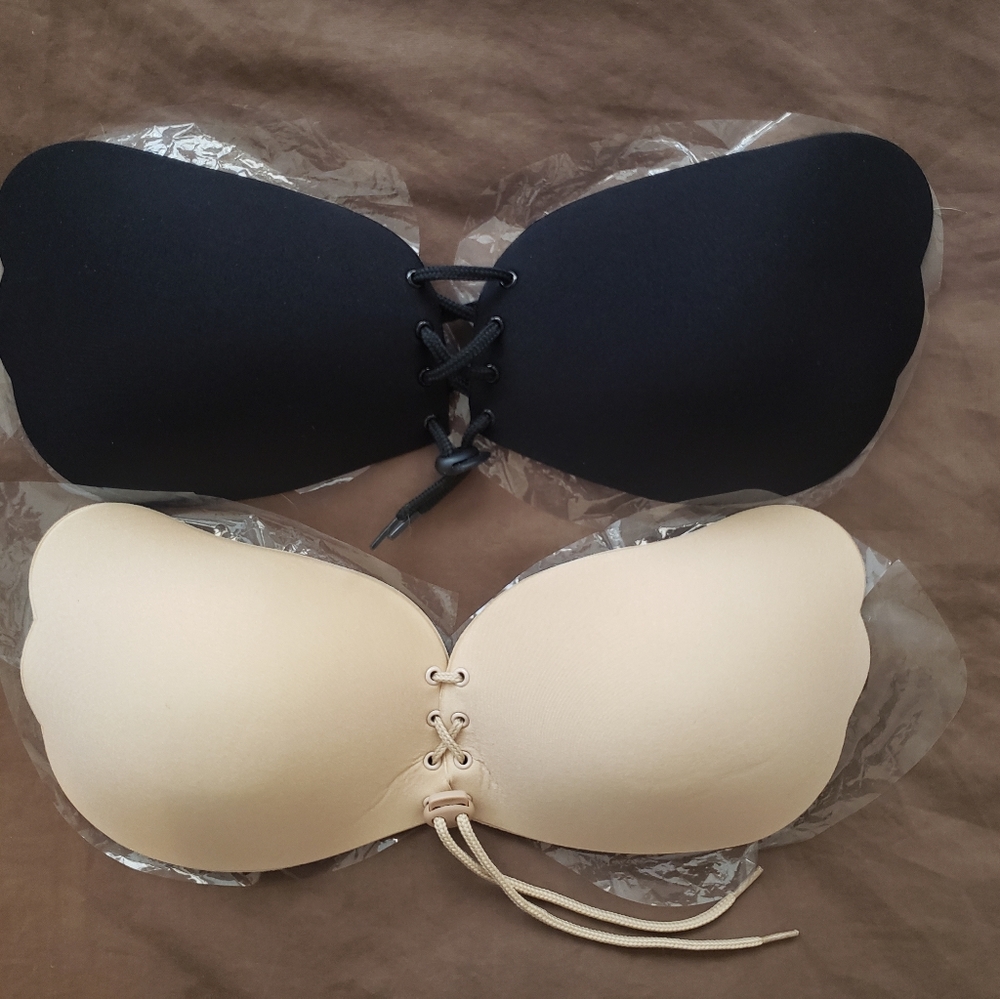 Strapless adhesive push up bra DD